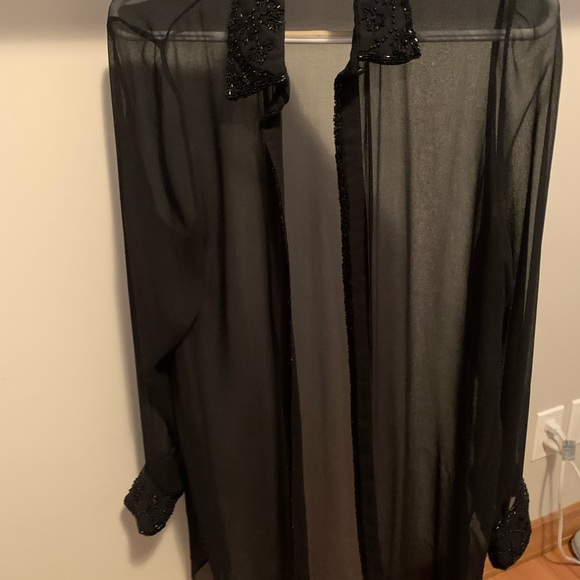 Sheer duster cardigan! Black and sparkly - perfect for fall, winter, NYE - Picture 3 of 4